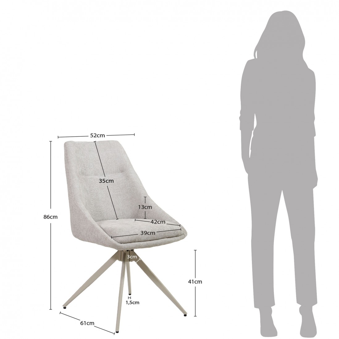 Silla de Comedor Giratria Caen Gris/Crema - Pack 4
