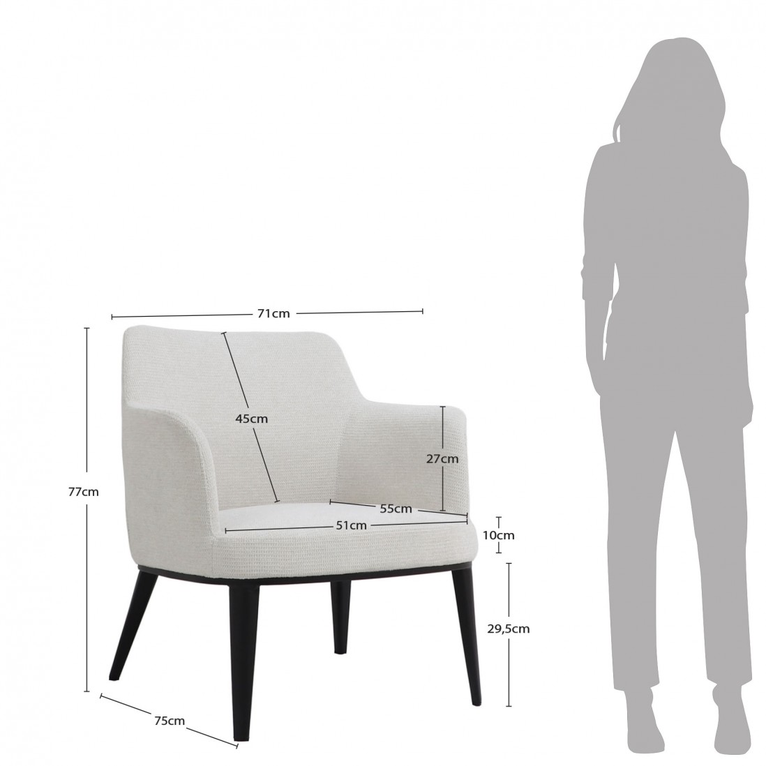 Metal and Fabric Armchair Marselha Cream