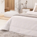 Colcha Cama de Casal Pacifico Geomtrico Branca