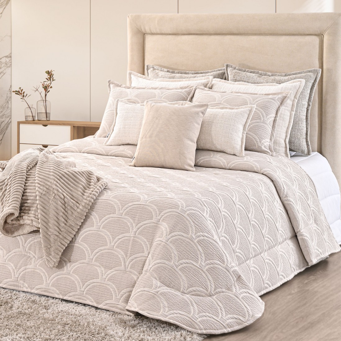 Pacifico Geometric Double Bed Bedspread Brown