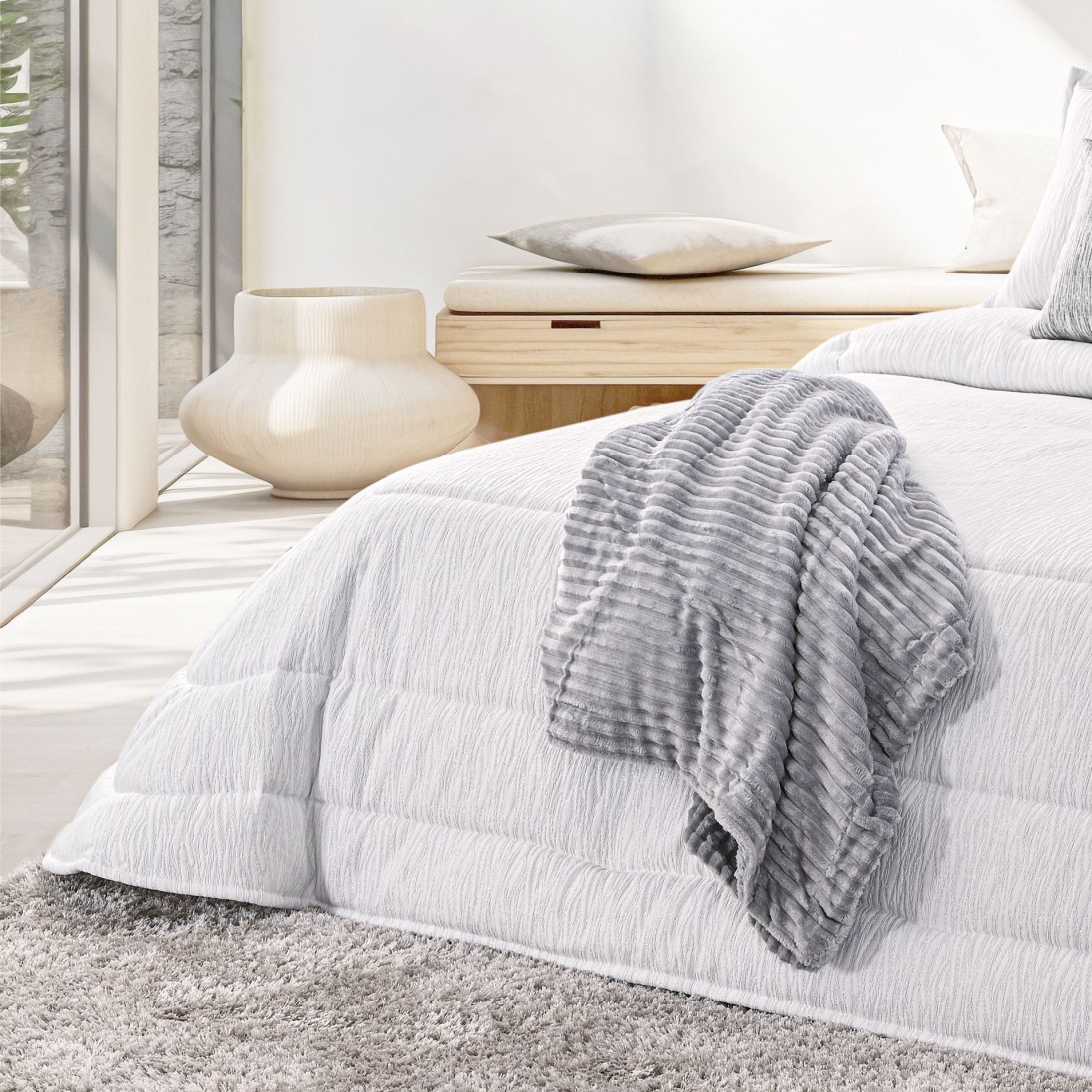 Dian Plain Double Bed Bedspread Gray