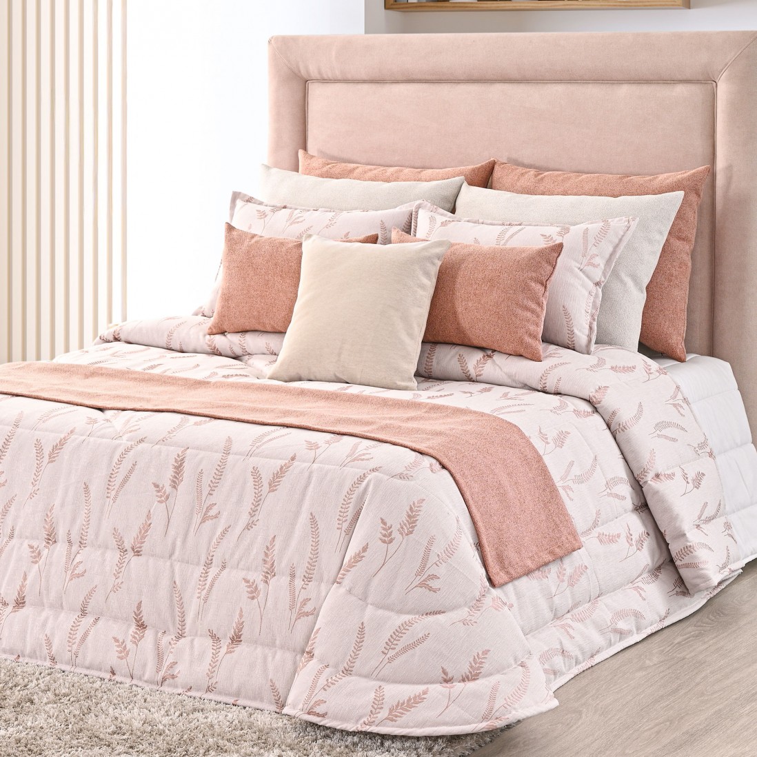 Edredn de Cama Doble Zani Floral Rosa