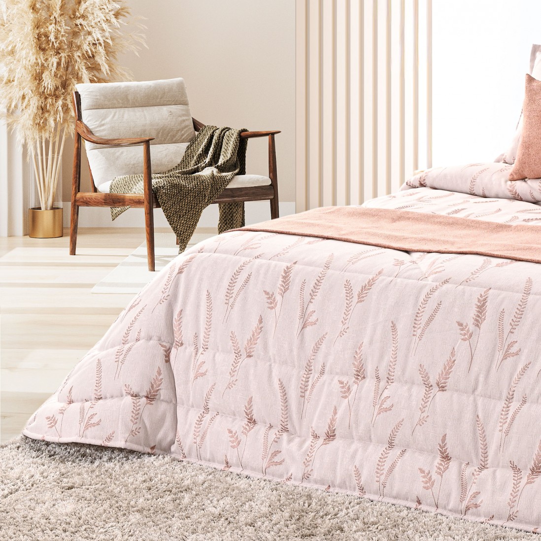Edredn de Cama Doble Zani Floral Rosa