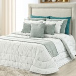 Colcha Cama de Casal Zani Floral Azul