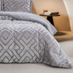 Edredn de Cama Doble con Sherpa Zora Geomtrico Gris