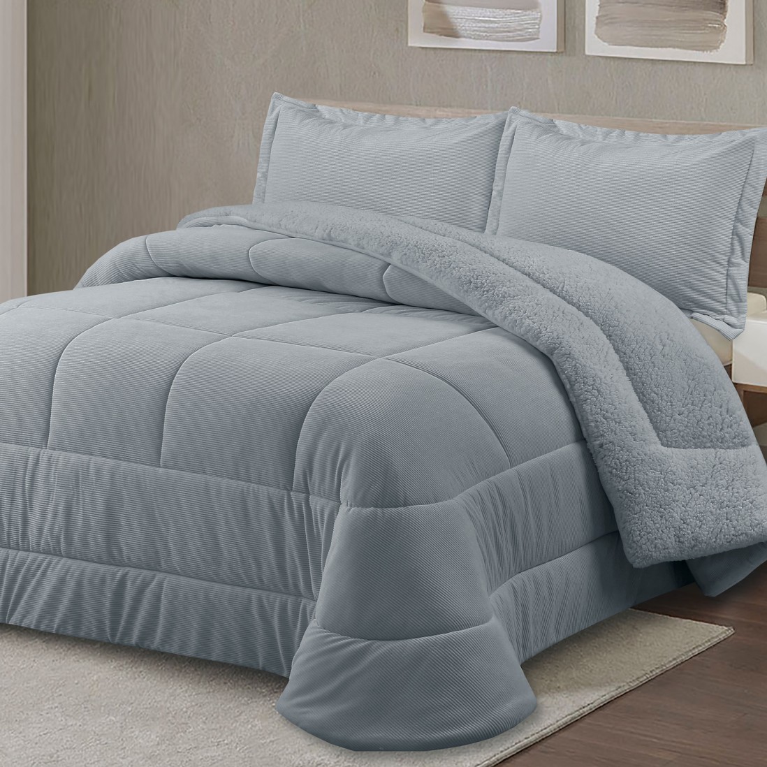 Neri Plain Double Bed Bedspread Gray