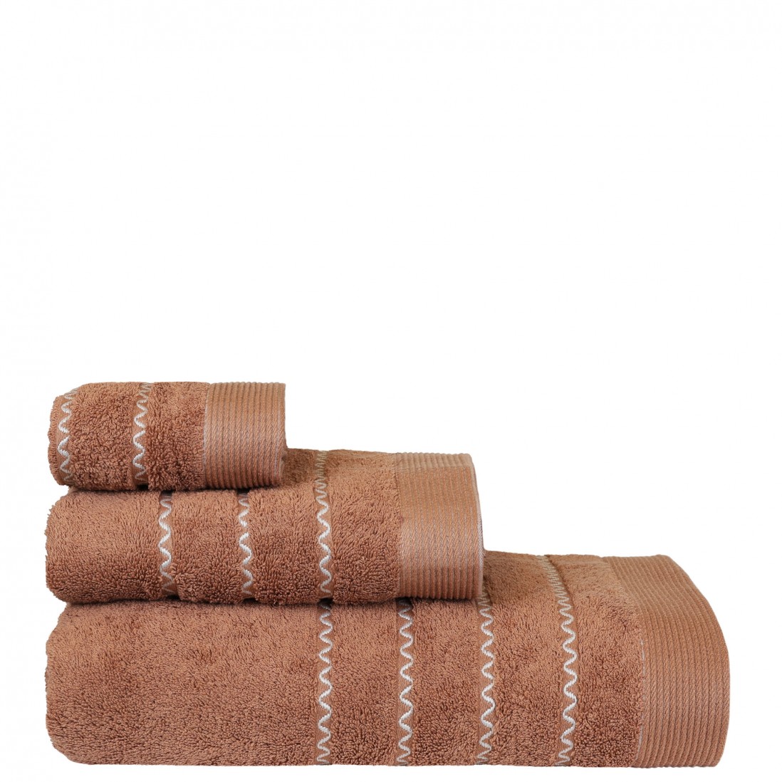 100% Cotton Ravi 3 Towels Bath Set Terracotta