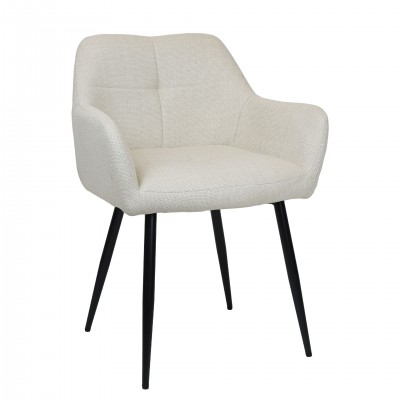 Narbona chair beige lined fabric and black metal legs Narbona chair beige lined fabric and black metal legs