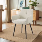 Narbona chair beige lined fabric and black metal legs
