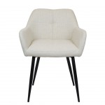 Narbona chair beige lined fabric and black metal legs