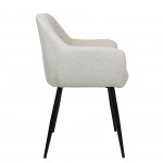 Narbona chair beige lined fabric and black metal legs