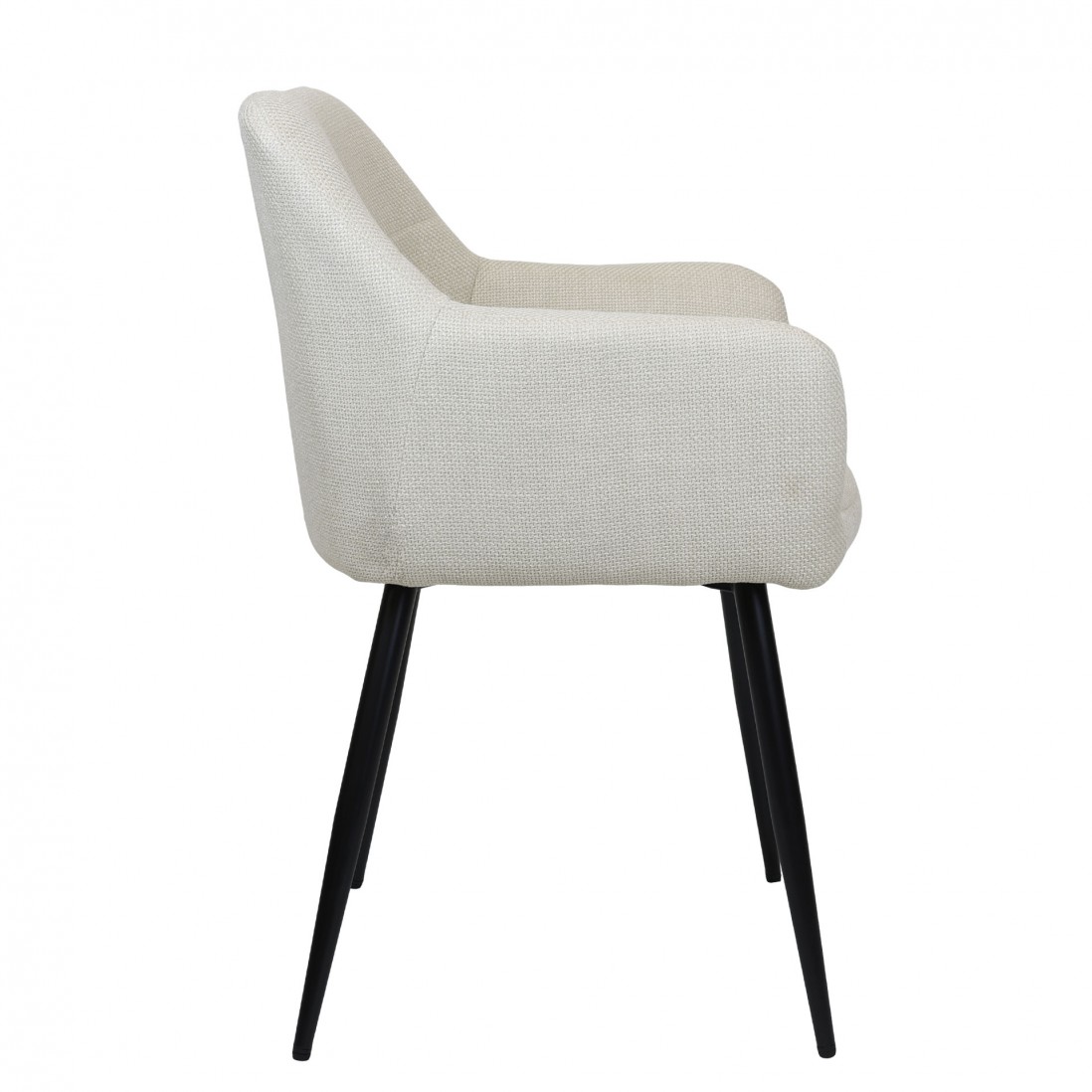 Narbona chair beige lined fabric and black metal legs