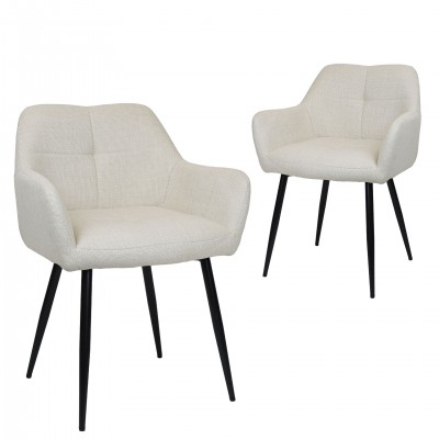 Fabric Dining Chair Narbona Cream - Pack 2 Fabric Dining Chair Narbona Cream - Pack 2