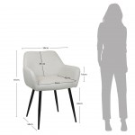 Narbona chair cream lined fabric and black metal legs