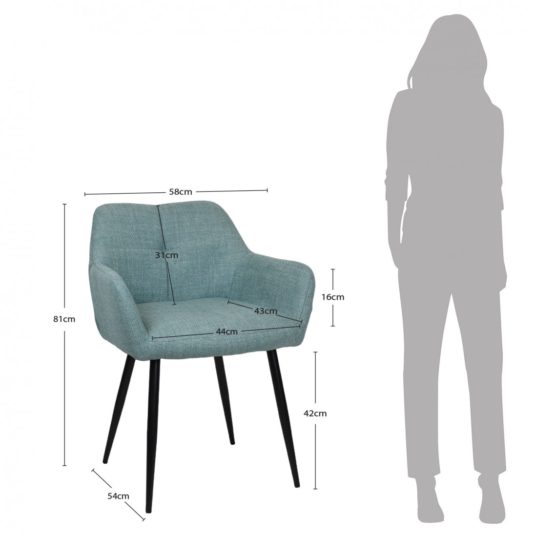 Fabric Dining Chair Narbona Blue