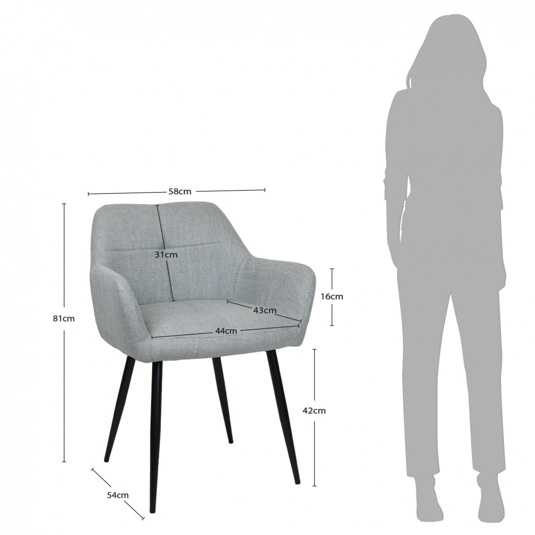 Silla de Comedor de Tejido Narbona Gris