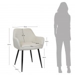 Narbona chair beige lined fabric and black metal legs