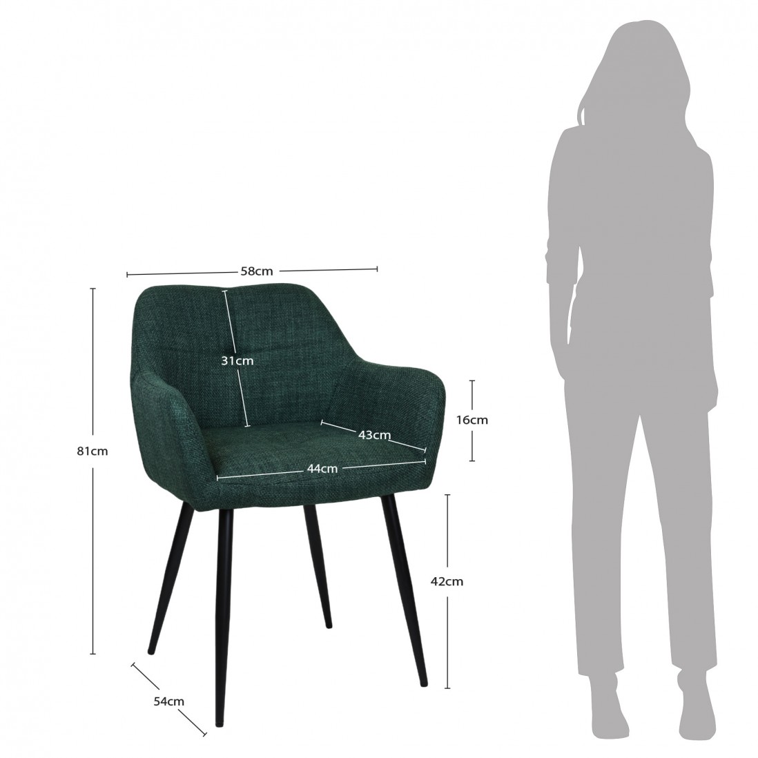 Silla de Comedor de Tejido Narbona Verde