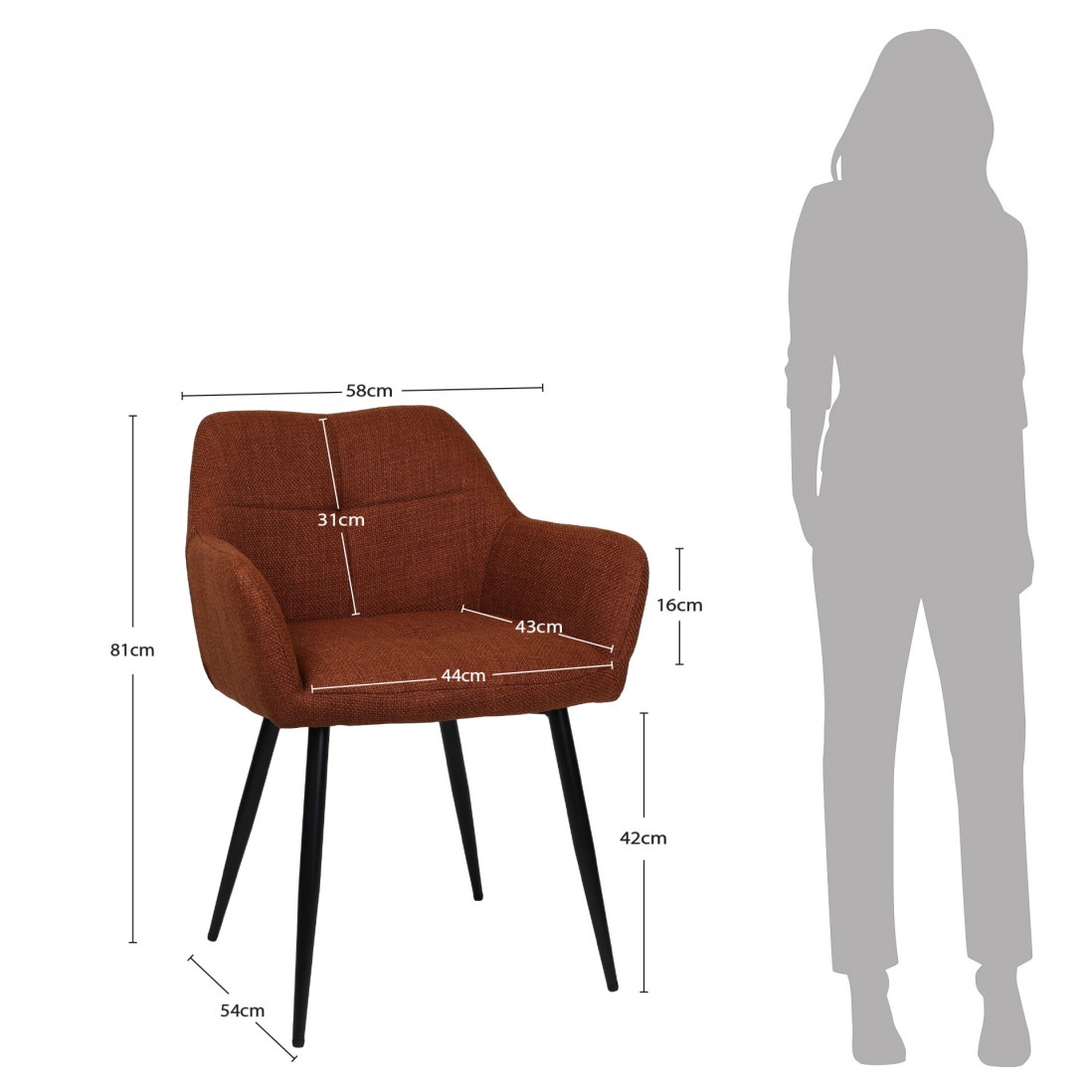 Fabric Dining Chair Narbona Orange