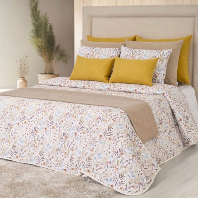 Edredn de Cama Doble Porto Floral Beige