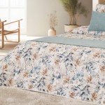 Porto Floral Double Bed Bedspread Blue