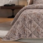 Lunara Abstract Double Bed Bedspread Camel