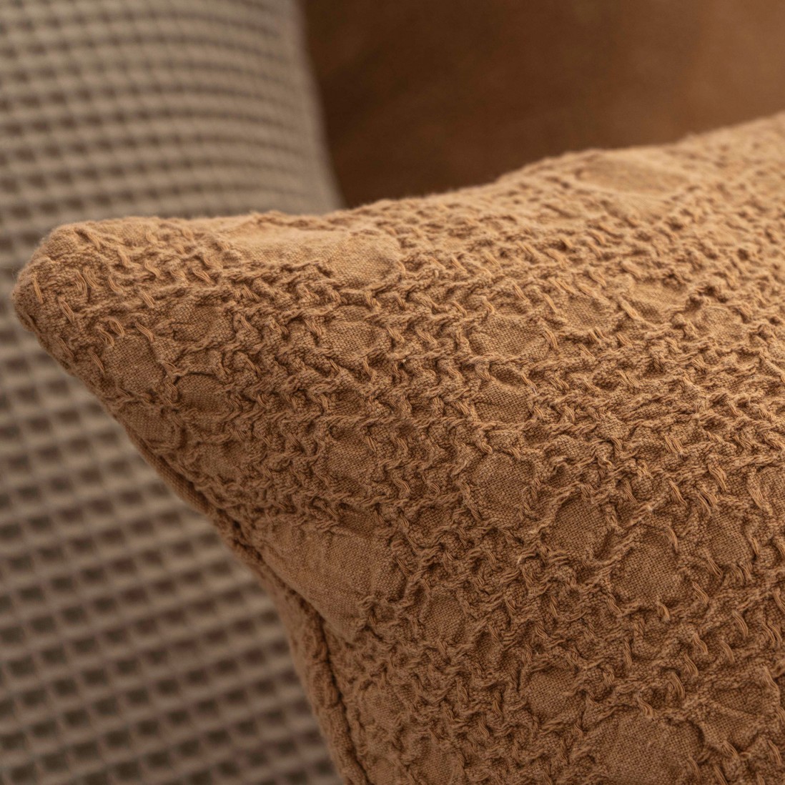 Bruma Abstract Double Bed Bedspread Camel