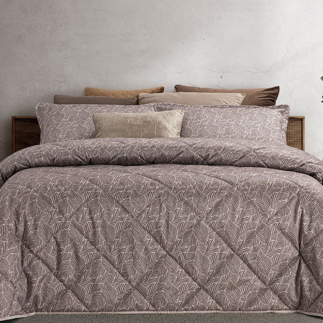 Colcha Cama de Casal Arvi Floral Taupe