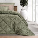 Colcha Cama de Casal Arvi Floral Verde