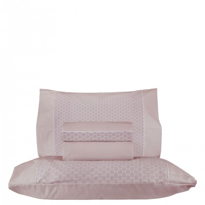 Juego de Sbanas Cama Doble Maya 100% Algodn 4 Piezas Rosa