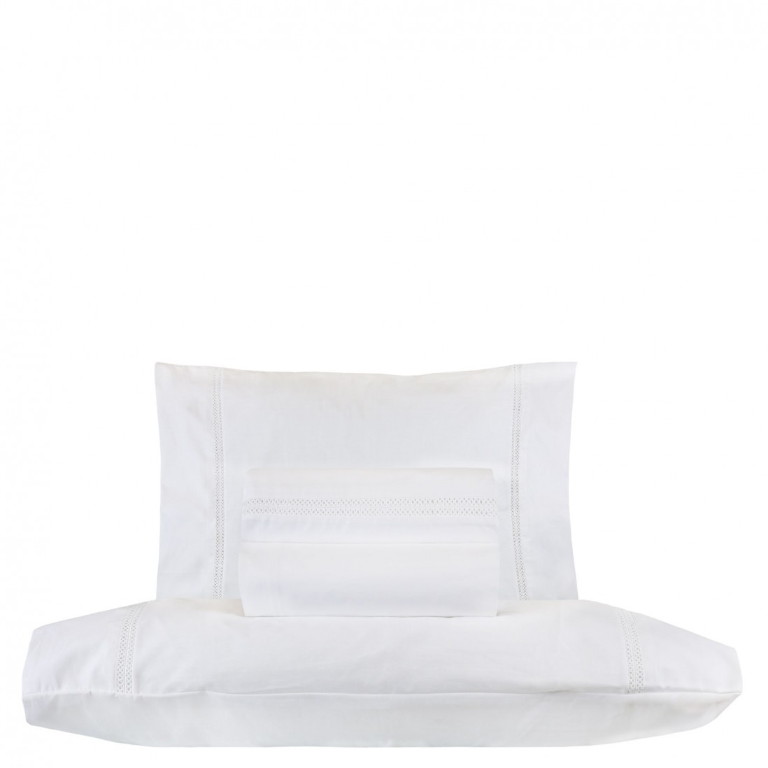 Juego de Sbanas Cama Doble Sublime 100% Algodn 4 Piezas Blanco