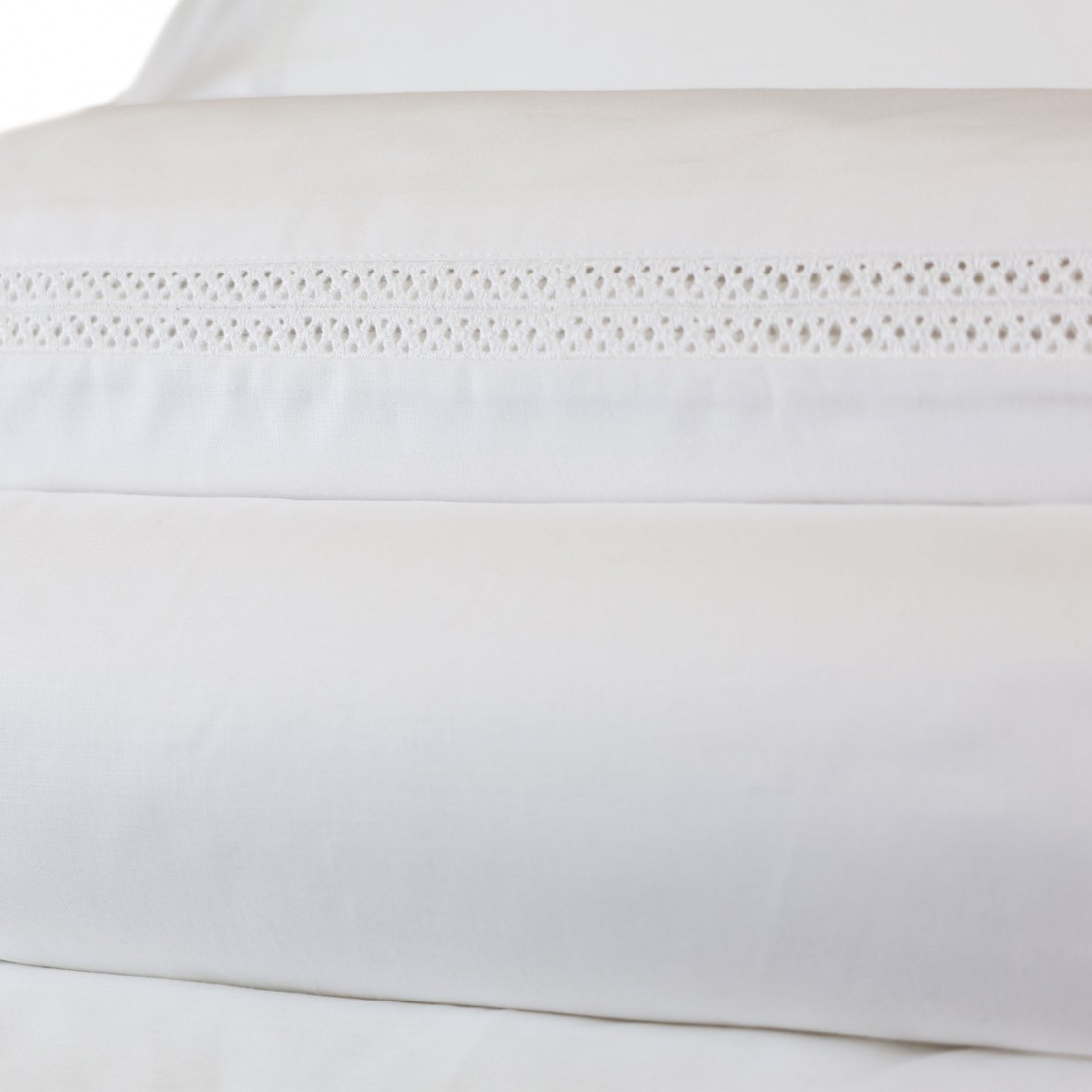 Juego de Sbanas Cama Doble Sublime 100% Algodn 4 Piezas Blanco