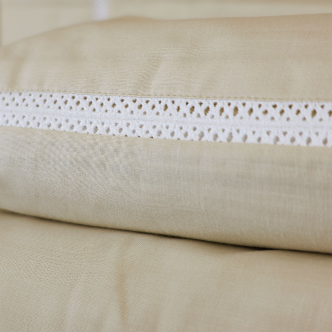 Juego de Sbanas Cama Doble Sublime 100% Algodn 4 Piezas Beige