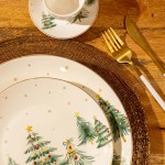 Plato Navideo Decorativo de Cermica 673S Blanco