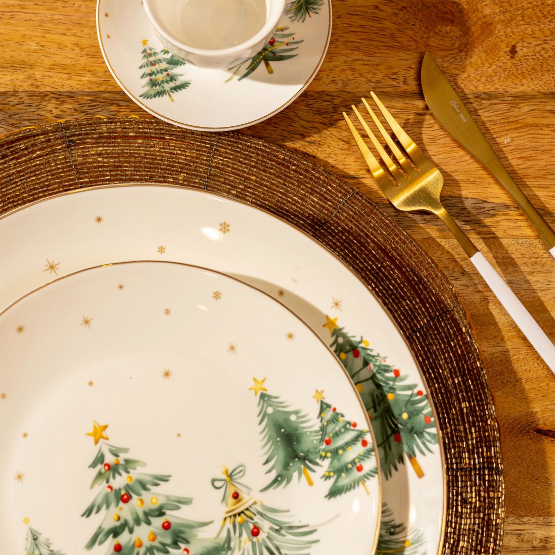 Plato Navideo Decorativo de Cermica 673S Blanco