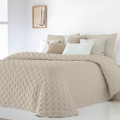 Colcha Cama de Casal Dupla Face Anisa Falso Liso Bege Colcha Cama de Casal Dupla Face Anisa Falso Liso Bege