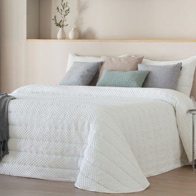 Edredón Cama Doble Lindel Geométrico Blanca Edredón Cama Doble Lindel Geométrico Blanca