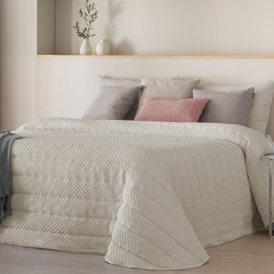 Colcha Cama de Casal Lindel Geométrico Bege Colcha Cama de Casal Lindel Geométrico Bege