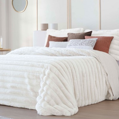 Edredn de Cama Doble Cedric con Sherpa Rayas Blanca