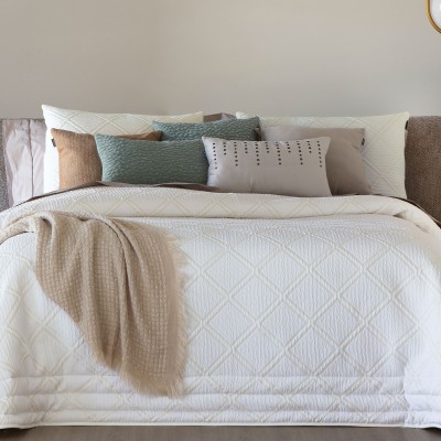 Edredn Cama Doble Tulum Geomtrico Blanco