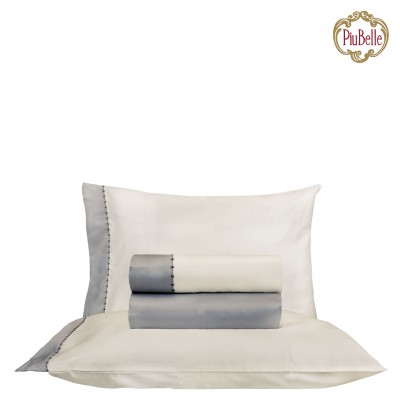 Juego de Sbanas Cama Doble Amity 100% Algodn 4 Piezas Gris/Beige