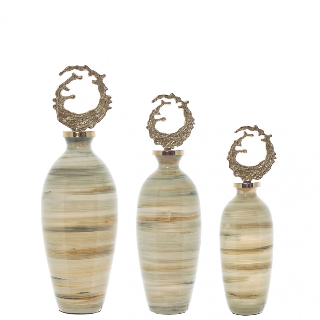 Aluminum and Glass Decorative Pot 859 Multicolor