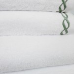 100% Cotton Linear 6 Towels Bath Set White/Green