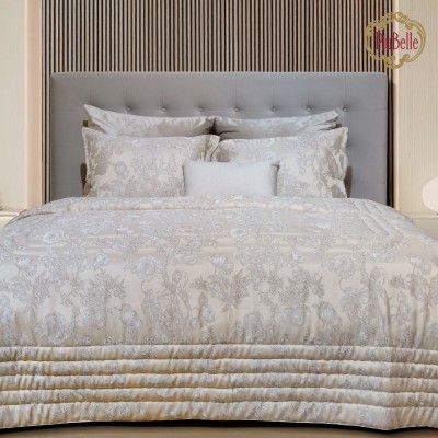 Amadeu Floral Double Bed Bedspread Beige