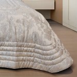 Amadeu Floral Double Bed Bedspread Beige