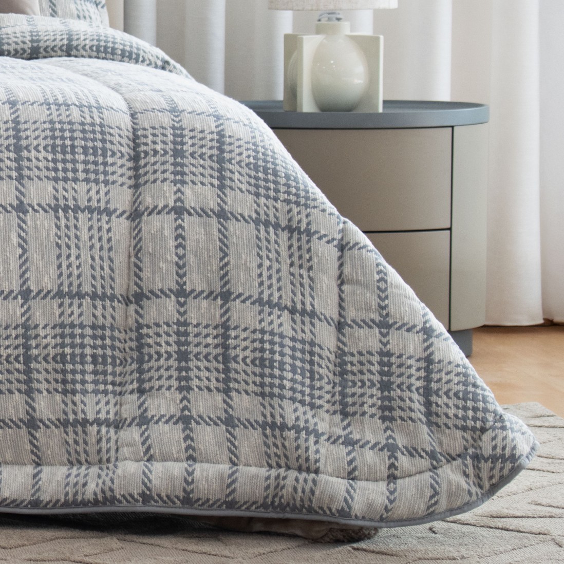 Miniver Geometric Double Bed Bedspread Blue