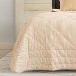 Edredn de Cama Doble Crepon Rayas Beige