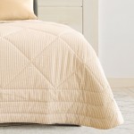 Edredn de Cama Doble Crepon Rayas Beige