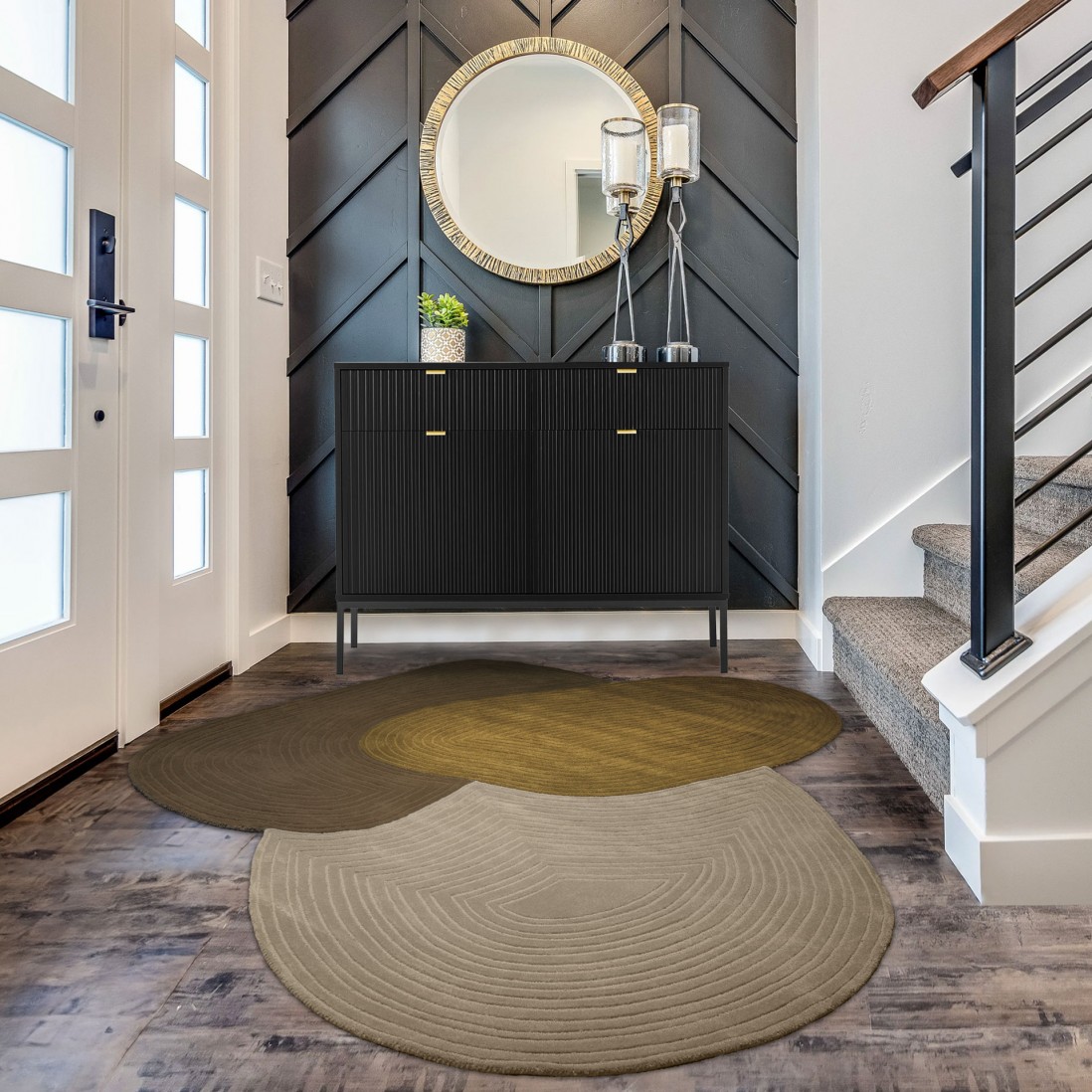 Irregular Wool Area Rug Pebble 002 Multicolor