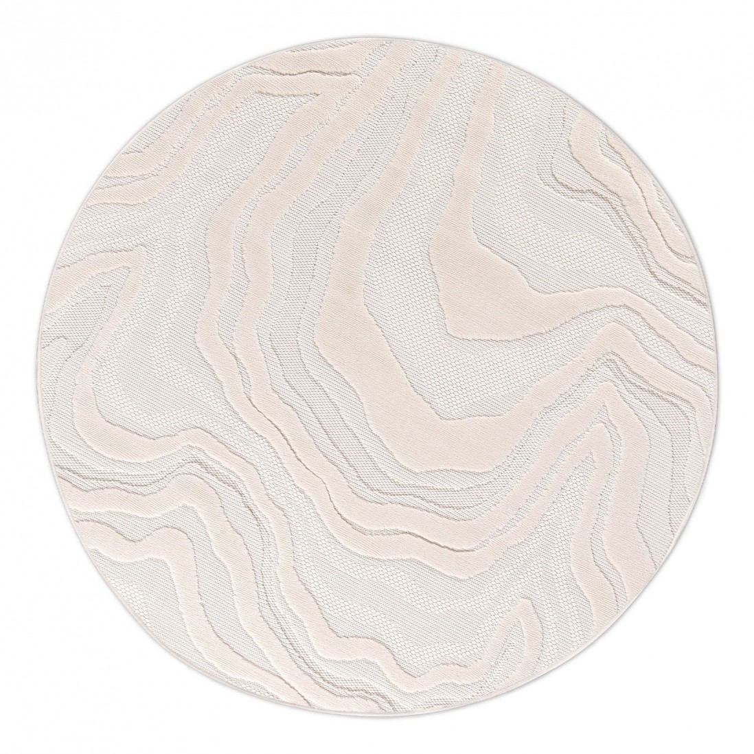 Tapete Redondo Abstrato Buckley 42304/060 Branco Marfim